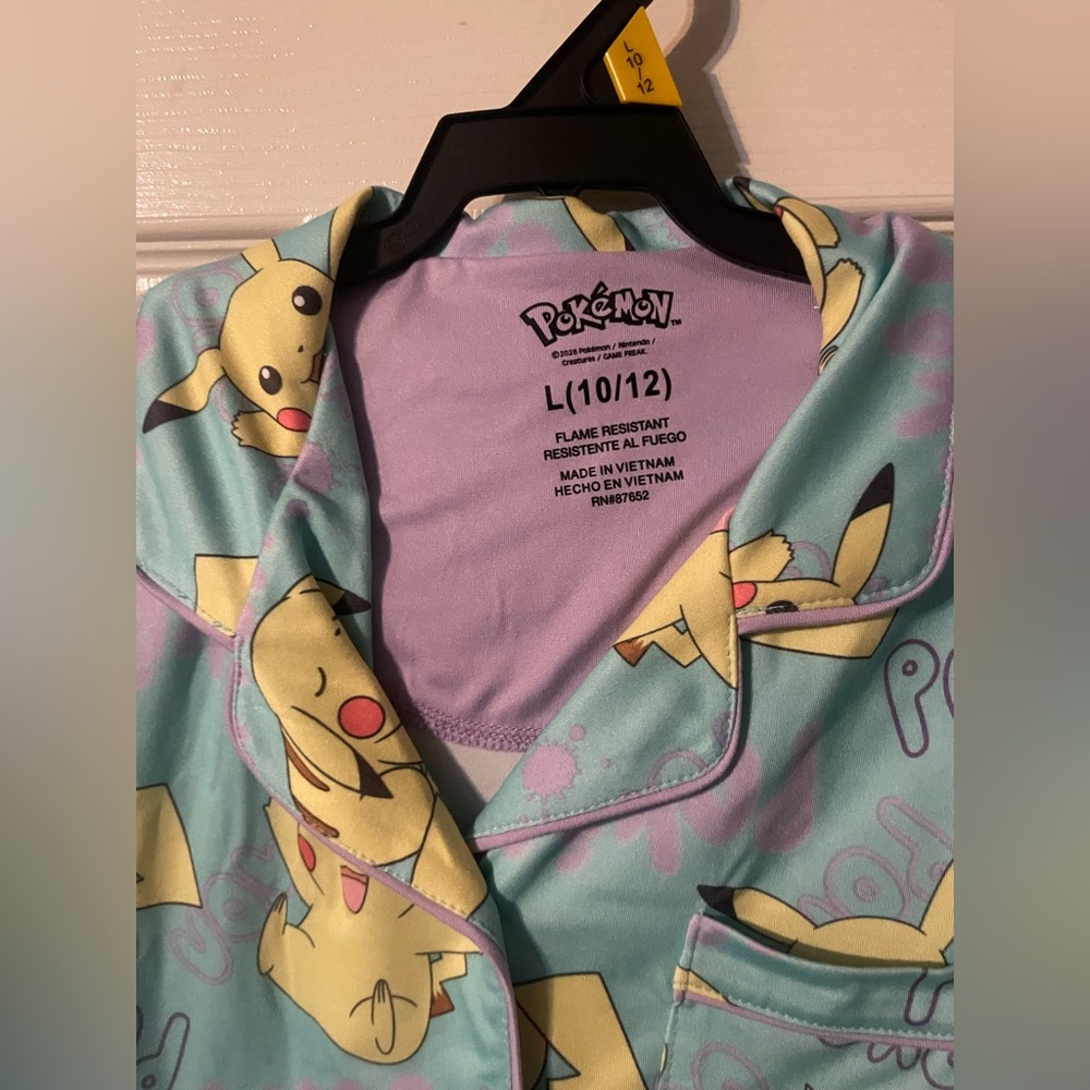 Pokémon Pikachu Girls Pajama Set L 10/12 Blue 2 Piece Sleepwear NWT - Picture 8 of 12